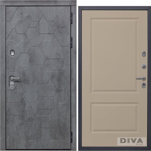 Дверь DIVA 51 2050x960 мм Правая Бетон темный - Д7 Софт шампань УТ-00071893