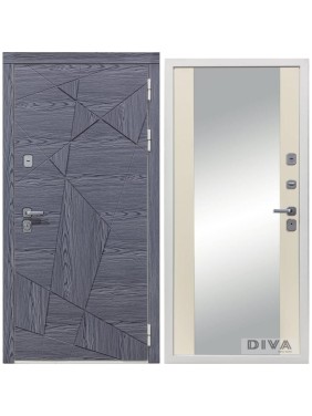 Дверь DIVA 97/3 Зеркало 2050x960 мм Правая Дуб графит - Д15 Софт шампань УТ-00074920