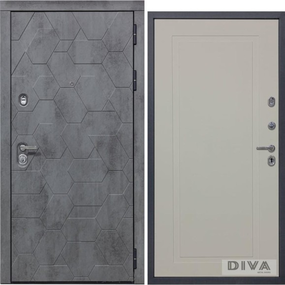 Дверь DIVA 51 2050x860 мм Правая Бетон темный - Н10 Софт шампань УТ-00075367