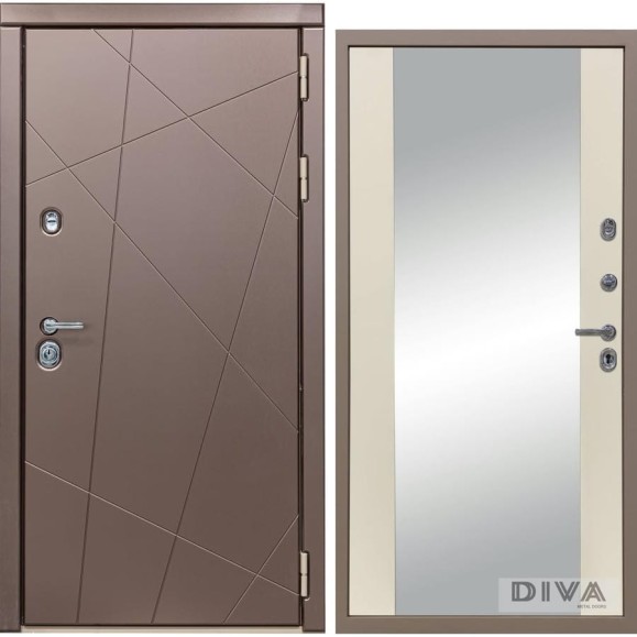 Дверь DIVA 50 Зеркало 2050x860 мм Правая Бронза - Д15 Софт шампань УТ-00075331