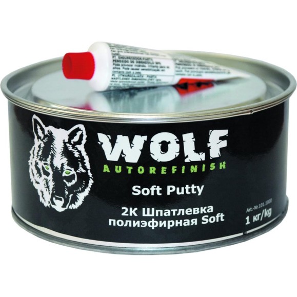 Полиэфирная шпатлевка WOLF Soft LC 1 кг, вкл. отв. 8735 101.1000
