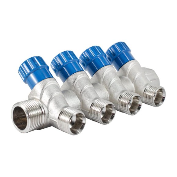 Коллектор с регулировочными вентилями PROFACTOR в/н 3/4" х 4 вых 1/2"нар PF MV 268.4 Коллектор с регулировочными вентилями PROFACTOR в/н 3/4" х 4 вых 1/2"нар PF MV 268.4