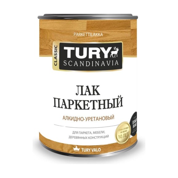 Паркетный лак TURY алкидно-уретановый полуматовый, 0,9 л 1001922