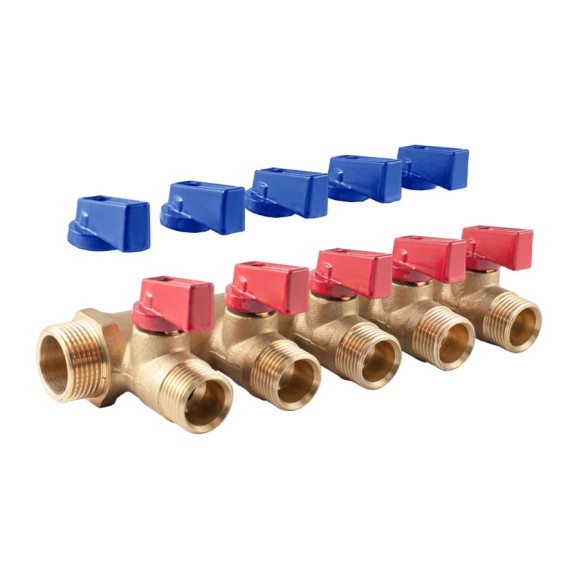 Коллектор с шаровыми кранами PROFACTOR в/н 3/4" х 5 вых 1/2"нар PF MV 264.5 Коллектор с шаровыми кранами PROFACTOR в/н 3/4" х 5 вых 1/2"нар PF MV 264.5