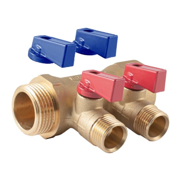 Коллектор с шаровыми кранами PROFACTOR в/н 1" х 2 вых 1/2"нар PF MV 265.2 Коллектор с шаровыми кранами PROFACTOR в/н 1" х 2 вых 1/2"нар PF MV 265.2