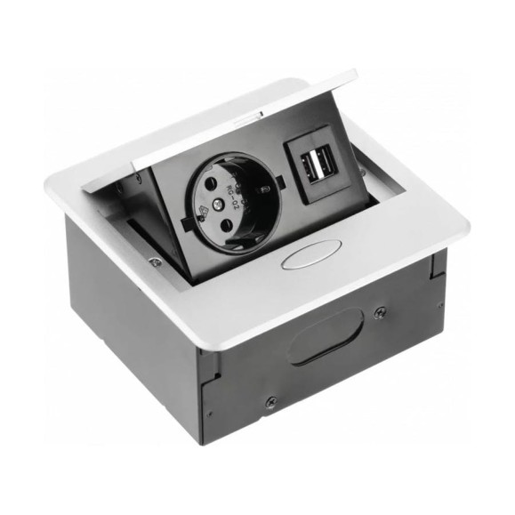 Выдвижной блок розеток GTV выдвижная розетка на 1 EURO розетку и 2 USB-A, серый, AE-PB1SAVA-53 Выдвижной блок розеток GTV выдвижная розетка на 1 EURO розетку и 2 USB-A, серый, AE-PB1SAVA-53