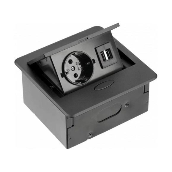 Выдвижной блок розеток GTV выдвижная розетка на 1 EURO розетку и 2 USB-A, черный, AE-PB1SAVA-20 Выдвижной блок розеток GTV выдвижная розетка на 1 EURO розетку и 2 USB-A, черный, AE-PB1SAVA-20