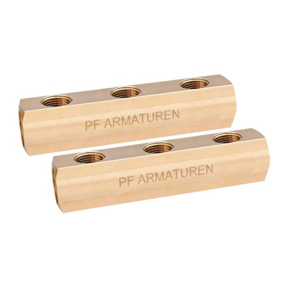 Коллектор PROFACTOR латунный, двусторонний в/в 1" х 3 вых 1/2"вн  PF MF 260.3