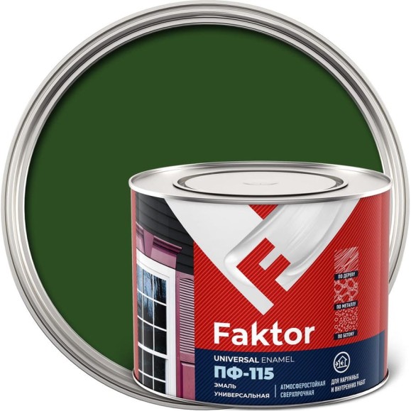 Универсальная эмаль ПФ-115 ЯРОСЛАВСКИЕ КРАСКИ FAKTOR зеленая, банка1,9 кг 214718 Универсальная эмаль ПФ-115 ЯРОСЛАВСКИЕ КРАСКИ FAKTOR зеленая, банка1,9 кг 214718