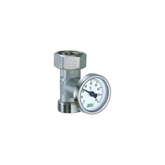 Хромовая вставка FAR 3/4" евроконус с термометром 0-80 С FK 3433 34 Хромовая вставка FAR 3/4" евроконус с термометром 0-80 С FK 3433 34