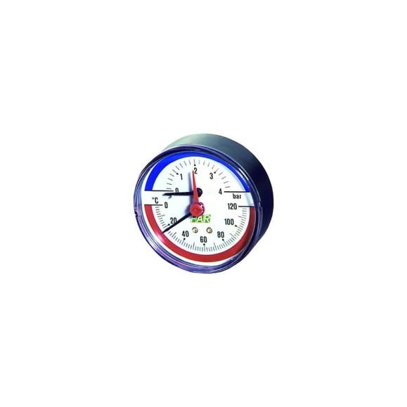 Термоманометр FAR 0-10 бар, 0-120 C, 80 мм, торцевое соединение 1/2 Термоманометр FAR 0-10 бар, 0-120 C, 80 мм, торцевое соединение 1/2