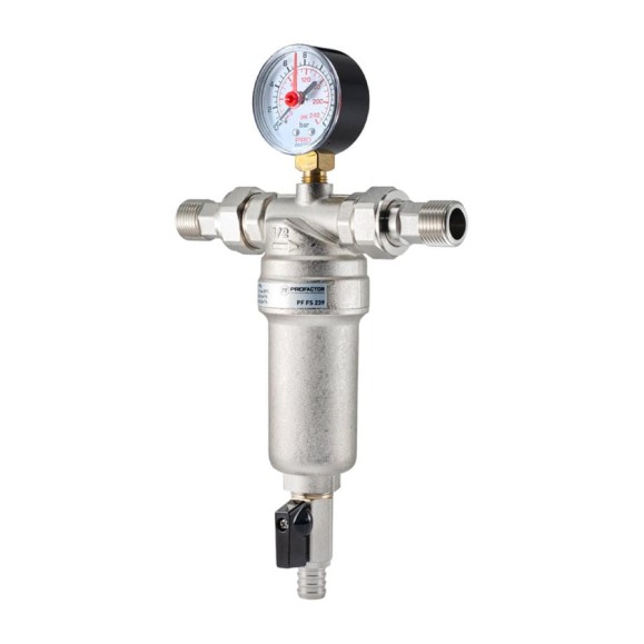 Фильтр промывной с манометром для горячей воды PROFACTOR 1/2" PF FS 239G