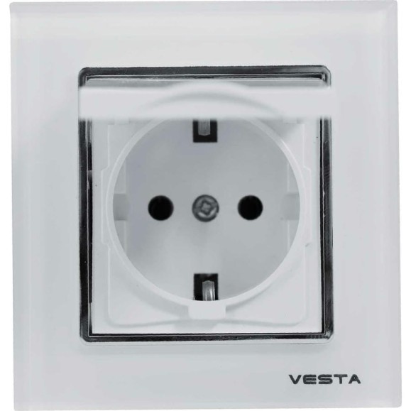 Розетка Metronex Electric Exclusive White одинарная с заземлением с крышкой FRZ00041015BEL