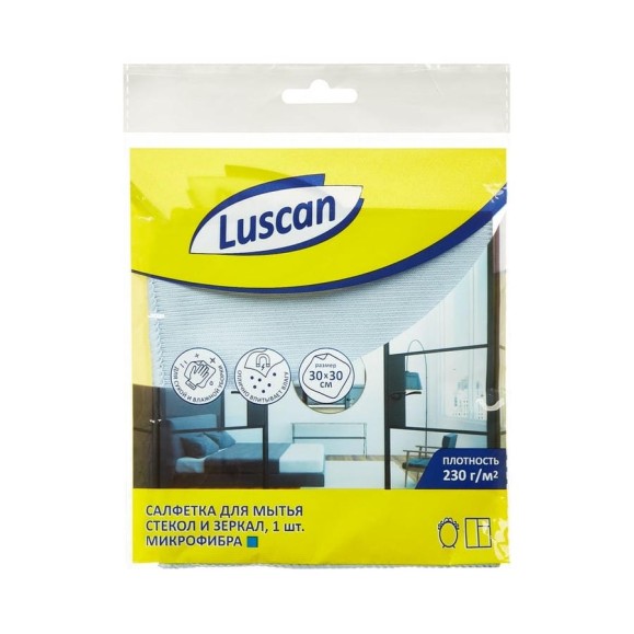 Хозяйственная салфетка Luscan микрофибра 30x30 см 230 г кв.м голубая 957399