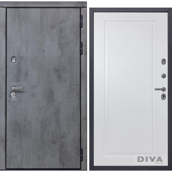 Дверь DIVA 48 (2050x860 мм; правая; бетон темный - Н10 белый софт) УТ-00075127