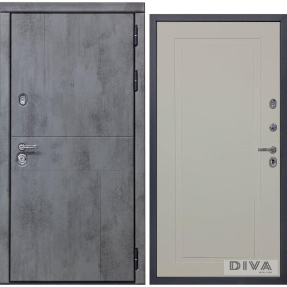 Дверь DIVA 48 (2050x860 мм; правая; бетон темный - Н10 софт шампань) УТ-00075174