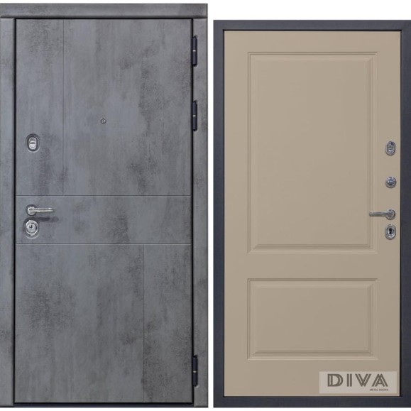Дверь DIVA 48 (2050x960 мм; правая; бетон темный - Д7 Софт Шампань) УТ-00071722