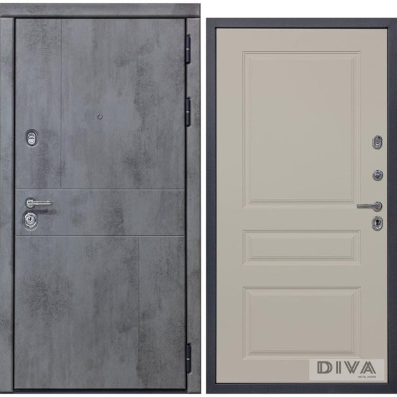 Дверь DIVA 48 (2050x860 мм; правая; бетон темный - Д13 Софт шампань) УТ-00075113