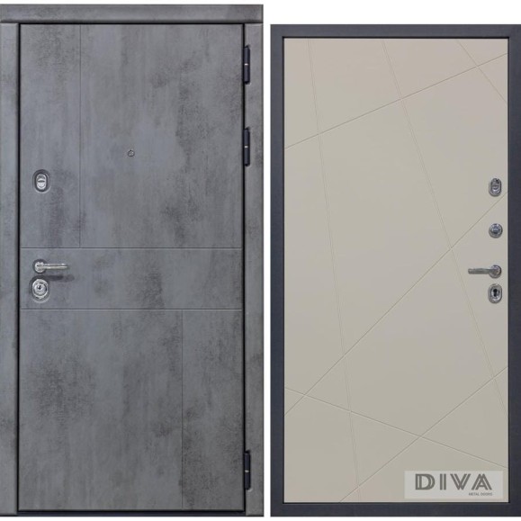 Дверь DIVA 48 (2050x960 мм; правая; бетон темный - Д11 Софт шампань) УТ-00074672