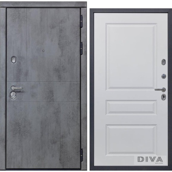 Дверь DIVA 48 (2050x960 мм; правая; бетон темный - Д13 белый софт) УТ-00072680