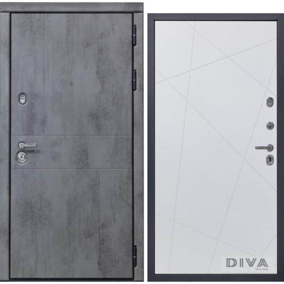 Дверь DIVA 48 (2050x960 мм; правая; бетон темный - Д11 белый софт) УТ-00072377