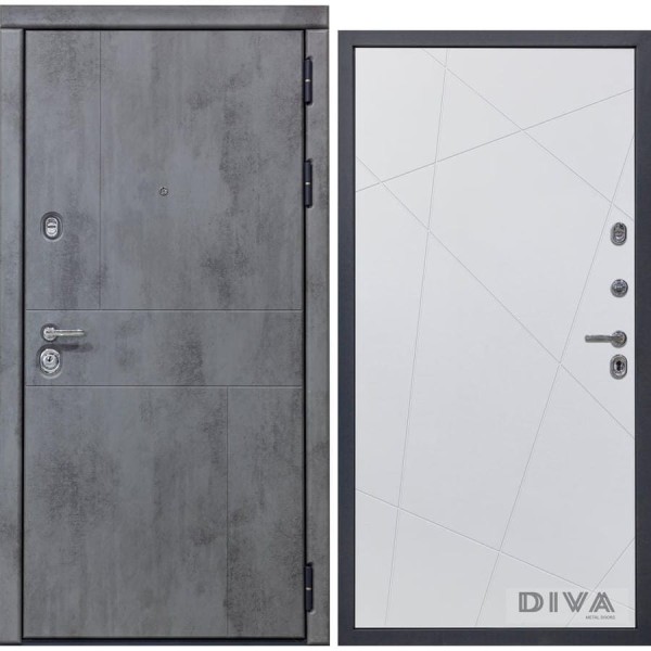 Дверь DIVA 48 (2050x960 мм; правая; бетон темный - Д11 белый софт) УТ-00072377