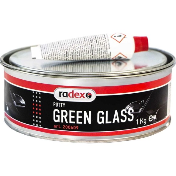 Шпатлевка со стекловолокном с отвердителем Radex GREEN GLASS 1кг (12302) 200609