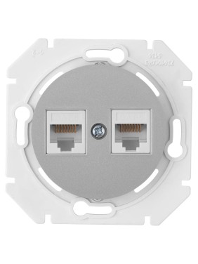 Механизм компьютерной розетки Bylectrica 2-местная, категория 5е, скрытая установка, серия ПРОВАНС, РК216-6312 серебро Механизм компьютерной розетки Bylectrica 2-местная, категория 5е, скрытая установка, серия ПРОВАНС, РК216-6312 серебро