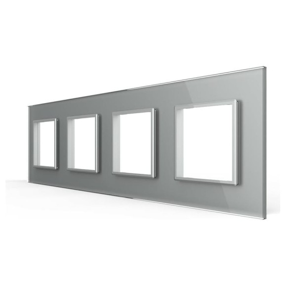 Рамка для розетки 4 поста LIVOLO цвет серый, стекло BB-C7-SR/SR/SR/SR-15 Рамка для розетки 4 поста LIVOLO цвет серый, стекло BB-C7-SR/SR/SR/SR-15