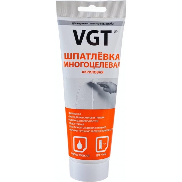 Многоцелевая акриловая шпаклевка для наружных и внутренних работ VGT 0.33 кг 11606599 Многоцелевая акриловая шпаклевка для наружных и внутренних работ VGT 0.33 кг 11606599