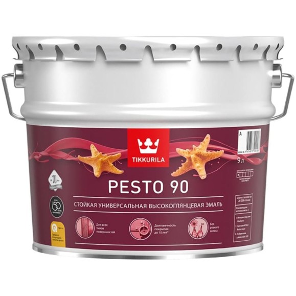 Эмаль Tikkurila PESTO 90 высокоглянцевая, база A, 9 л 700001078 Эмаль Tikkurila PESTO 90 высокоглянцевая, база A, 9 л 700001078