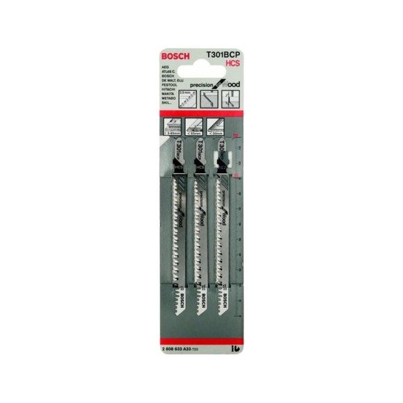 Пилки T301ВСР для лобзика по дереву 3 шт. (91 мм; HCS) BOSCH 2.608.633.A33