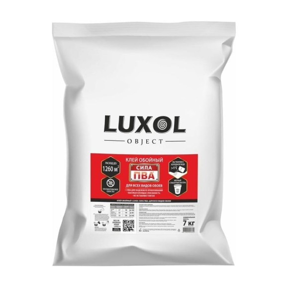 Обойный клей LUXOL Сила ПВА (Standart) 7 кг/мешок Сила ПВА Standart 7кг Обойный клей LUXOL Сила ПВА (Standart) 7 кг/мешок Сила ПВА Standart 7кг
