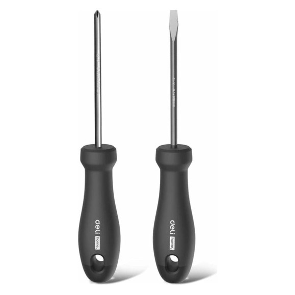 Набор отверток DELI Home Series Black HT1002 2 шт. (PH1x100, SL5x100, Cr-V, Soft Touch рукоятка, подарочная упаковка, эксклюзивный дизайн) 104594