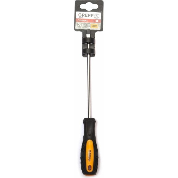 Шлицевая отвертка GREPP SL5*150мм, CrV, 2х-компонентная рукоятка 202-008