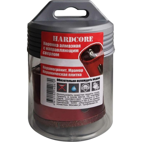 Коронка алмазная по керамограниту и мрамору с направляющим сверлом 18 мм Hardcore 154018