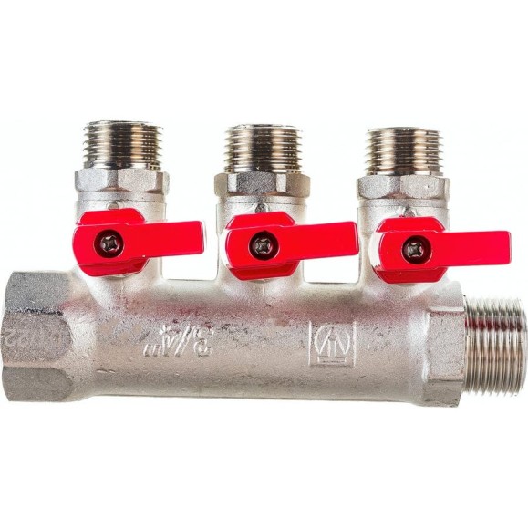 Коллектор с кранами (3/4"; 3 х 1/2") Valtec VTc.580.N.0503 78753