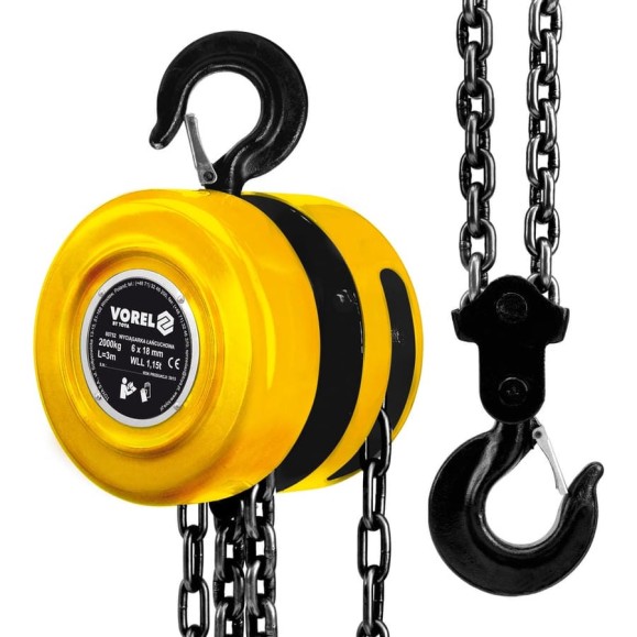 Цепная таль VOREL 3м х 2000кг 80752 Цепная таль VOREL 3м х 2000кг 80752