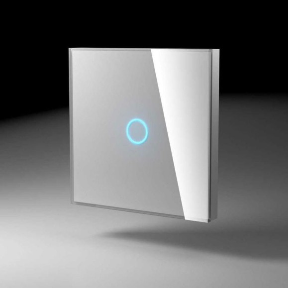 Сенсорная беспроводная радиопанель CGSS стекло изготовлено по технологии Optiwhite, на одну линию, белая, Эстетика 86х86 TSP-L1R-WCG