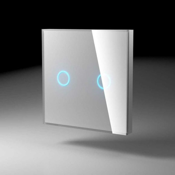 Сенсорная беспроводная радиопанель CGSS стекло изготовлено по технологии Optiwhite, на две линии, белая, Эстетика 86х86 TSP-L2R-WCG