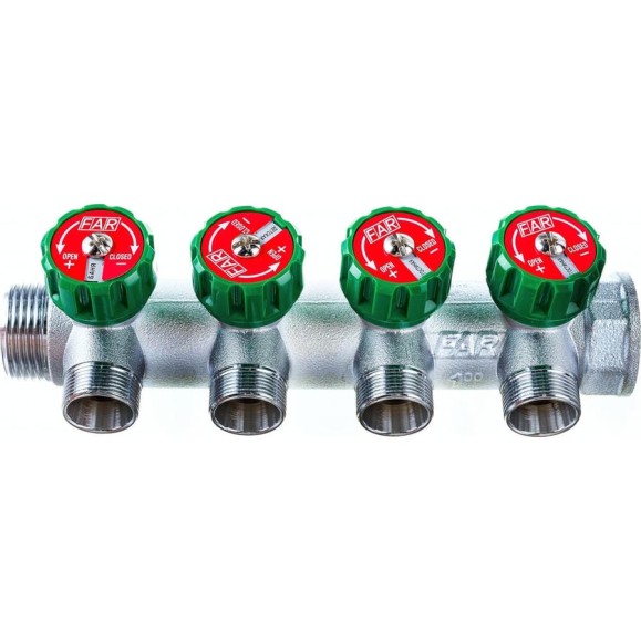 Регулируемый коллектор с 4 отводами FAR 1" М24х19 FK 3856 C1