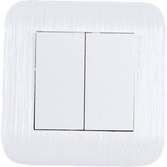 Выключатель LUXAR Deco с/у 2 клавиши, белый с рифленой рамкой, 250В 10А 4606400620211 Выключатель LUXAR Deco с/у 2 клавиши, белый с рифленой рамкой, 250В 10А 4606400620211