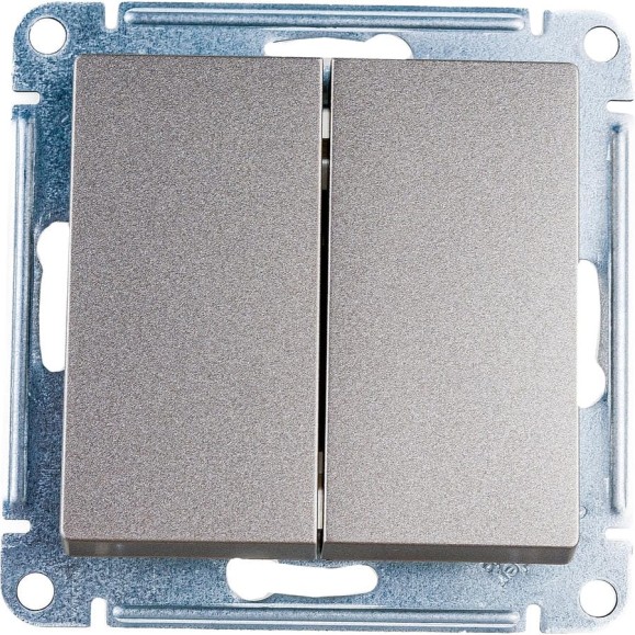2-клавишный переключатель Systeme Electric AtlasDesign Шампань сх.6, 10АХ ATN000565