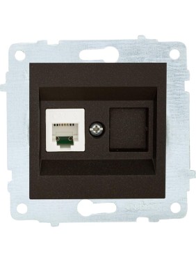 Механизм компьютерной 1-местной розетки RJ45 OVIVO CAT6, черный металлик, 600-000317-229