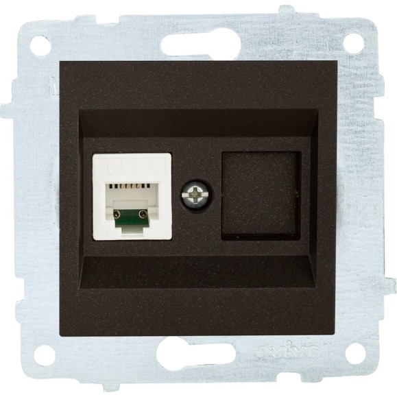Механизм компьютерной 1-местной розетки RJ45 OVIVO CAT6, черный металлик, 600-000317-229