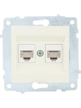 Механизм компьютерной 2-местной розетки RJ45 OVIVO CAT6, крем, 600-000302-230