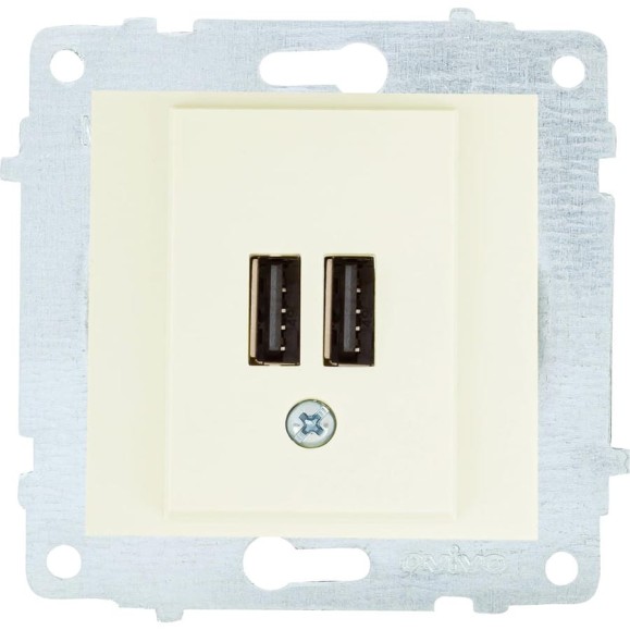 Механизм розетки USB OVIVO 5V-2A 2 порта, крем, 600-000302-247 Механизм розетки USB OVIVO 5V-2A 2 порта, крем, 600-000302-247