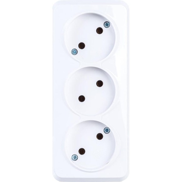 Розетка Smartbuy 3-местная 10А без заземления белая Юпитер SBE-03w-10-S3-N