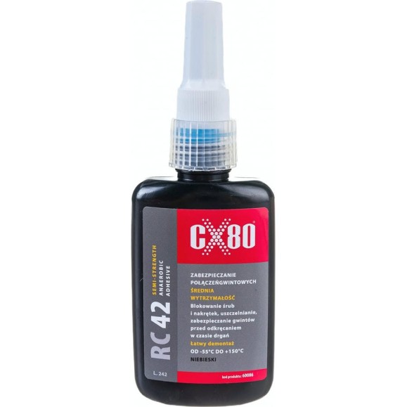 Фиксатор резьбы средней прочности CX80 средней вязкости, синий RC42 50ML 086 Фиксатор резьбы средней прочности CX80 средней вязкости, синий RC42 50ML 086