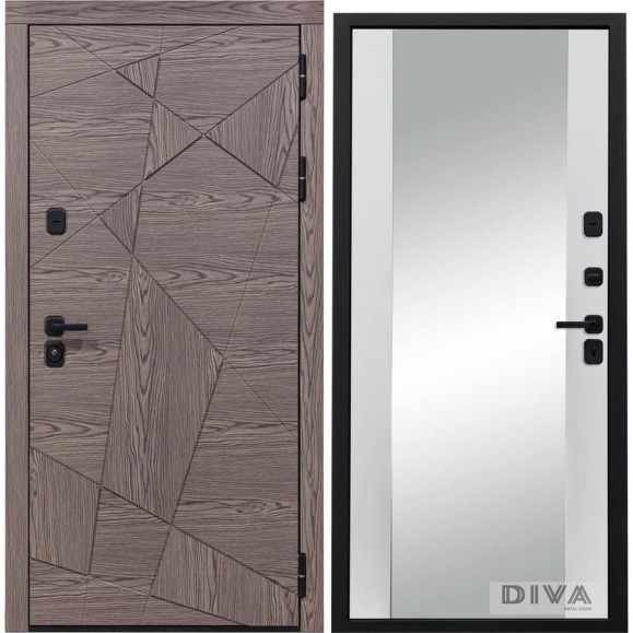 Дверь DIVA 97/2 Зеркало 2050x860 мм Правая Коньяк-Белый УТ-00073743